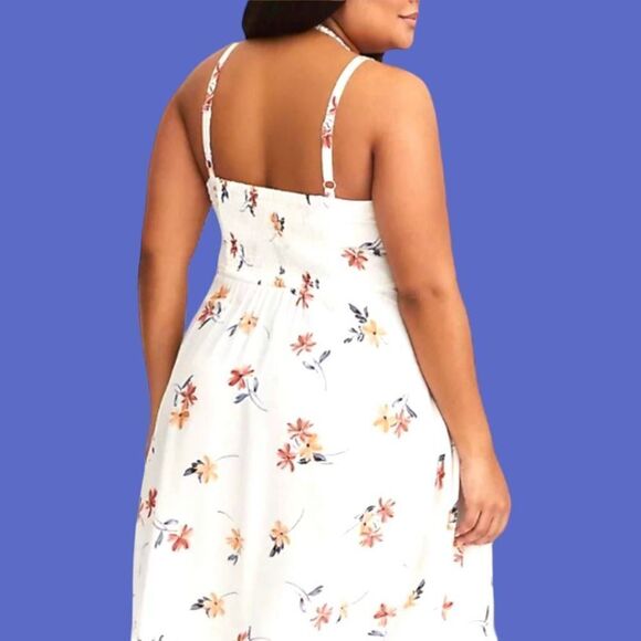 TORRID Women's New Ivory Floral Challis Midi Spring/Summer Tank Dress. - Picture 7 of 15